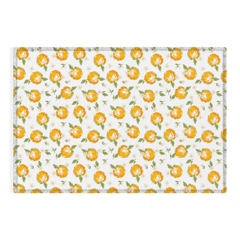 Iveta Abolina Tossed Oranges on White Outdoor Rug