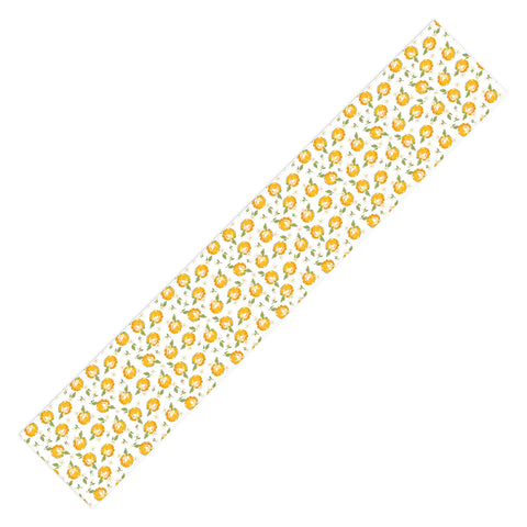 Iveta Abolina Tossed Oranges on White Table Runner