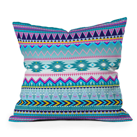 Iveta Abolina Tribal Teal Outdoor Throw Pillow