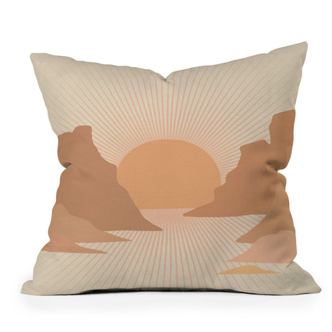 Iveta Abolina Valley Sunset Coral Outdoor Throw Pillow
