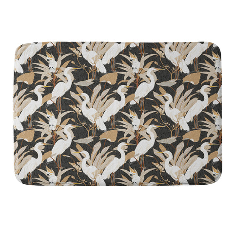 Iveta Abolina White Cranes Cockatoo Memory Foam Bath Mat