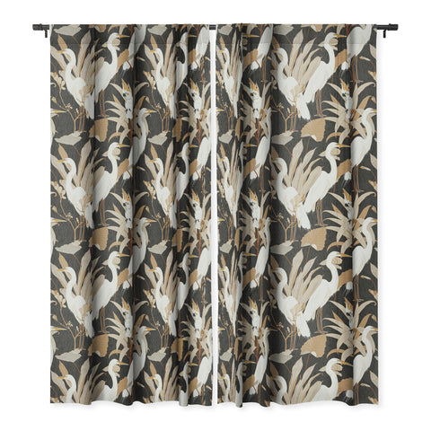 Iveta Abolina White Cranes Cockatoo Blackout Window Curtain