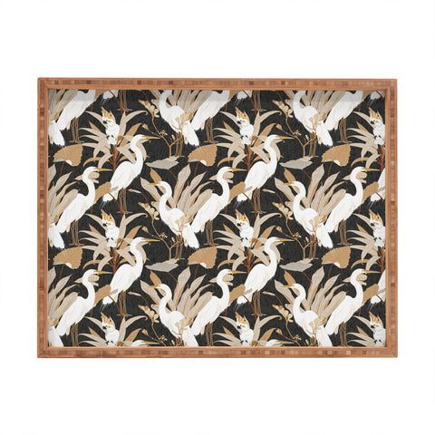 Iveta Abolina White Cranes Cockatoo Rectangular Tray