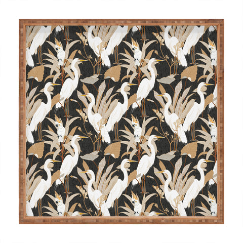 Iveta Abolina White Cranes Cockatoo Square Tray