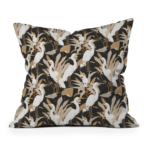 Iveta Abolina White Cranes Cockatoo Throw Pillow