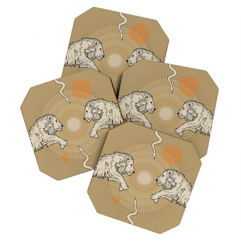 Iveta Abolina White Lions Coaster Set