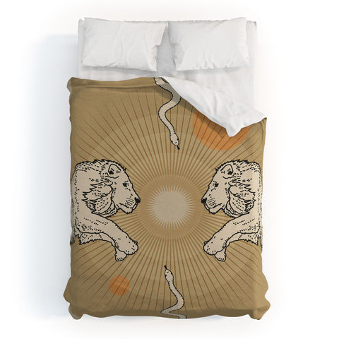 Iveta Abolina White Lions Duvet Cover