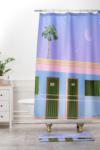 Izzy Lawrence Moonlit Motel Shower Curtain And Mat