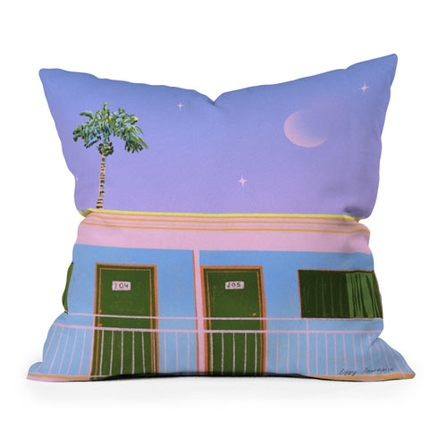 Izzy Lawrence Moonlit Motel Outdoor Throw Pillow