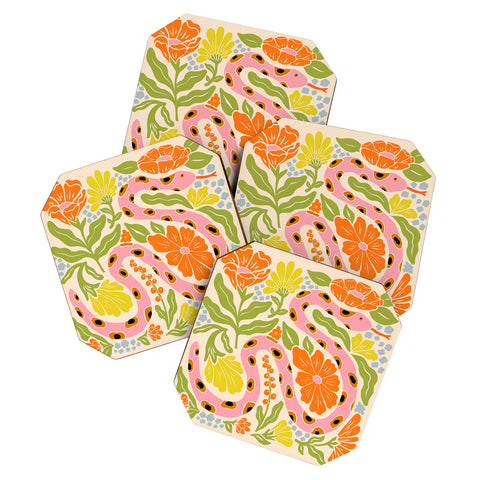 Jaclyn Caris Snake in the Garden Coaster Set