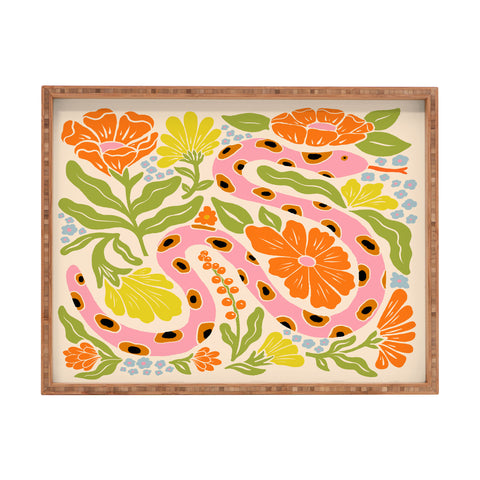 Jaclyn Caris Snake in the Garden Rectangular Tray