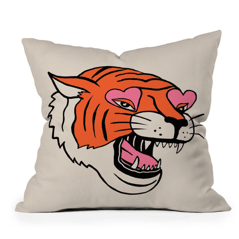 Jaclyn Caris Tiger Heart Eyes Outdoor Throw Pillow