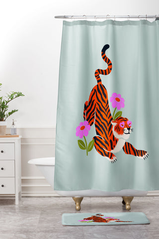 Jaclyn Caris Tiger Shower Curtain And Mat