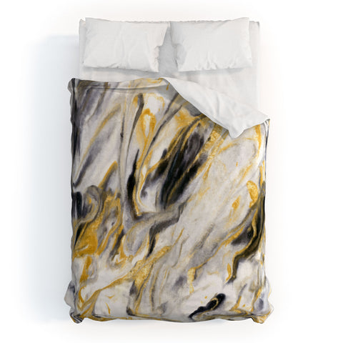 Jacqueline Maldonado Black and Gold Marble Duvet Cover