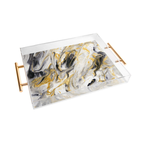Jacqueline Maldonado Black and Gold Marble Acrylic Tray