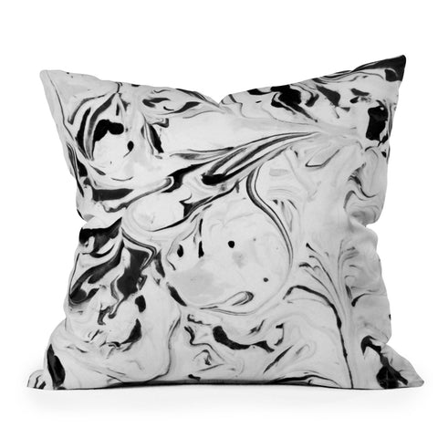 Jacqueline Maldonado Black and White Marble Outdoor Throw Pillow