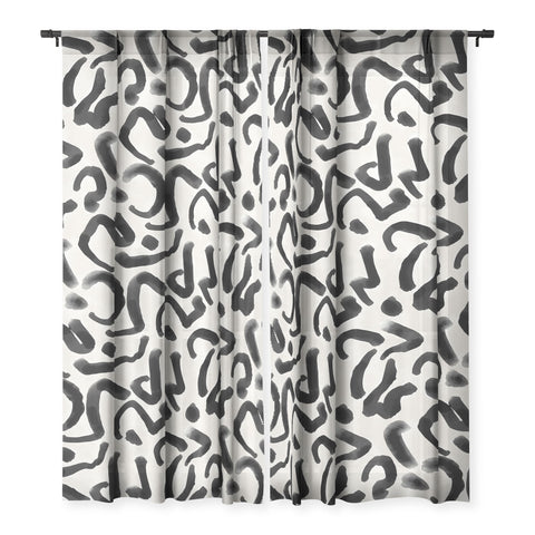 Jacqueline Maldonado Black Brushstroke Ecru Sheer Non Repeat