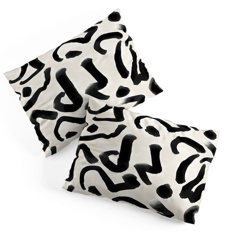 Jacqueline Maldonado Black Brushstroke Ecru Pillow Shams