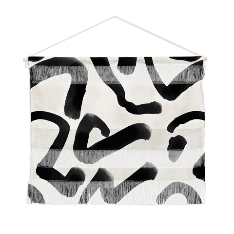 Jacqueline Maldonado Black Brushstroke Ecru Wall Hanging Landscape