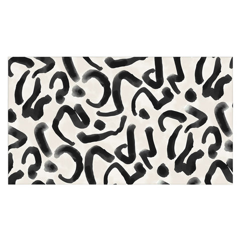 Jacqueline Maldonado Black Brushstroke Ecru Tablecloth