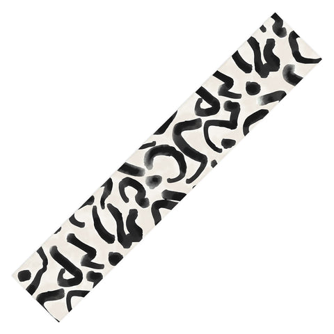 Jacqueline Maldonado Black Brushstroke Ecru Table Runner