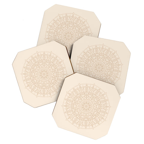 Jacqueline Maldonado Boho Mandala Beige Coaster Set