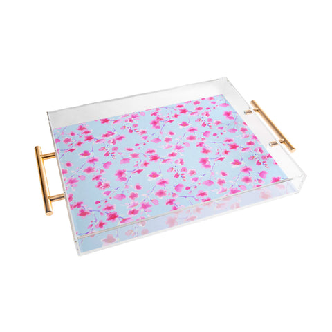 Jacqueline Maldonado Cherry Blossom Periwinkle Acrylic Tray