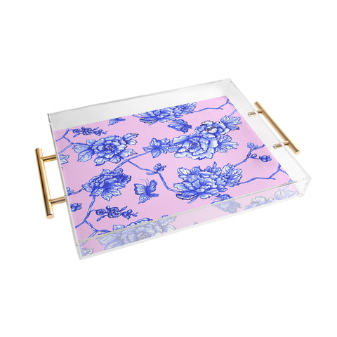 Jacqueline Maldonado Chinoserie Floral Blush Acrylic Tray