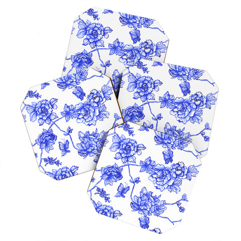 Jacqueline Maldonado Chinoserie Floral White Coaster Set