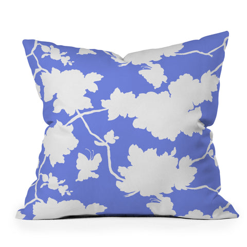 Jacqueline Maldonado Chinoserie Silhouette Blue Outdoor Throw Pillow