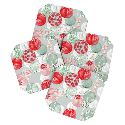 Jacqueline Maldonado Christmas Dove Ornaments Coaster Set