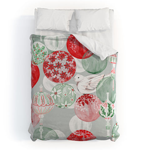 Jacqueline Maldonado Christmas Dove Ornaments Duvet Cover