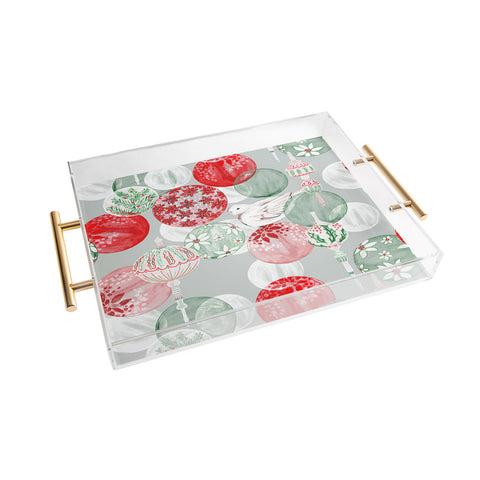Jacqueline Maldonado Christmas Dove Ornaments Acrylic Tray