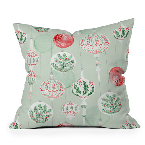 Jacqueline Maldonado Christmas Ornaments Green Outdoor Throw Pillow