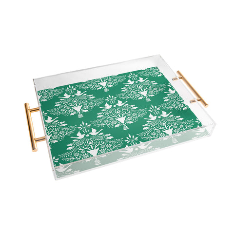 Jacqueline Maldonado Christmas Paper Cutting Green Acrylic Tray