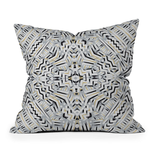 Jacqueline Maldonado Clandestine Black White Gold Outdoor Throw Pillow