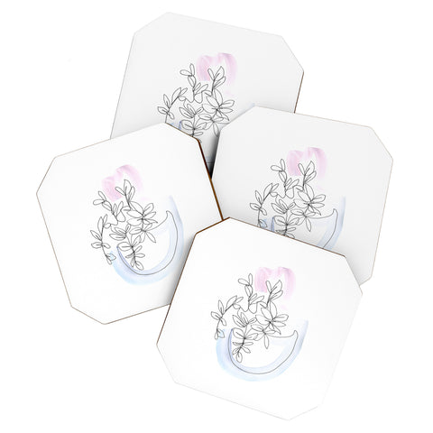 Jacqueline Maldonado Contour Line Botanical 1 Coaster Set