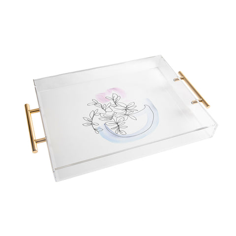 Jacqueline Maldonado Contour Line Botanical 1 Acrylic Tray