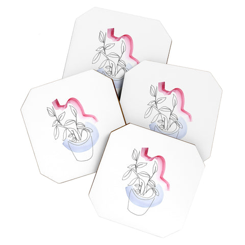 Jacqueline Maldonado Contour Line Botanical 2 Coaster Set