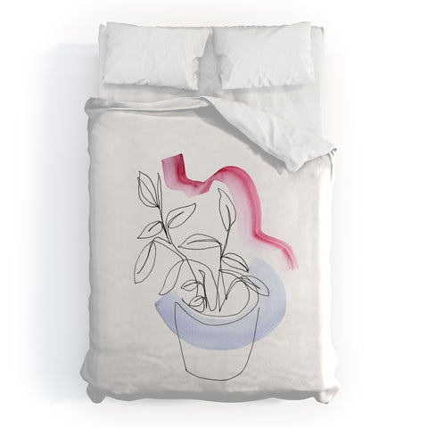 Jacqueline Maldonado Contour Line Botanical 2 Duvet Cover