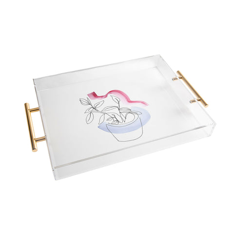Jacqueline Maldonado Contour Line Botanical 2 Acrylic Tray