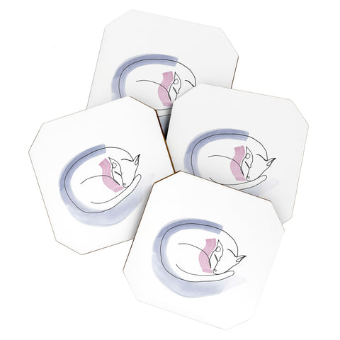 Jacqueline Maldonado Contour Line Cat Coaster Set