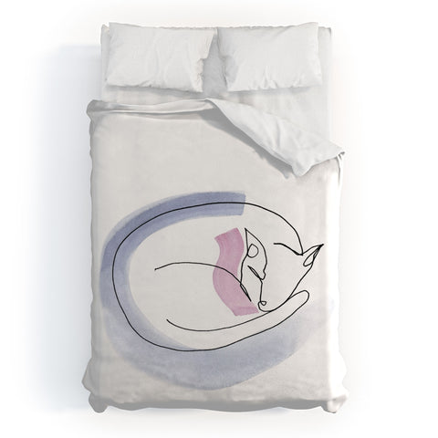 Jacqueline Maldonado Contour Line Cat Duvet Cover