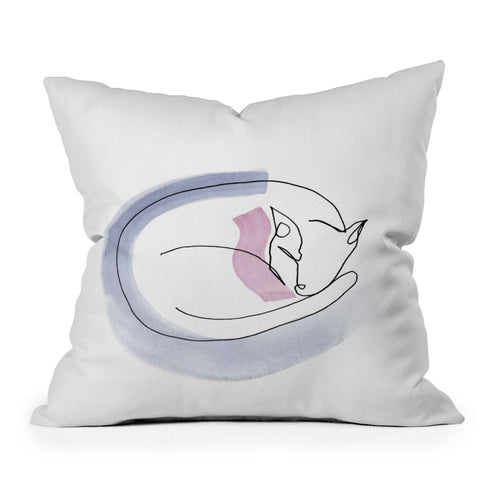 Jacqueline Maldonado Contour Line Cat Outdoor Throw Pillow