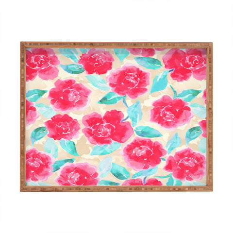 Jacqueline Maldonado Cottage Peonies Pink Rectangular Tray