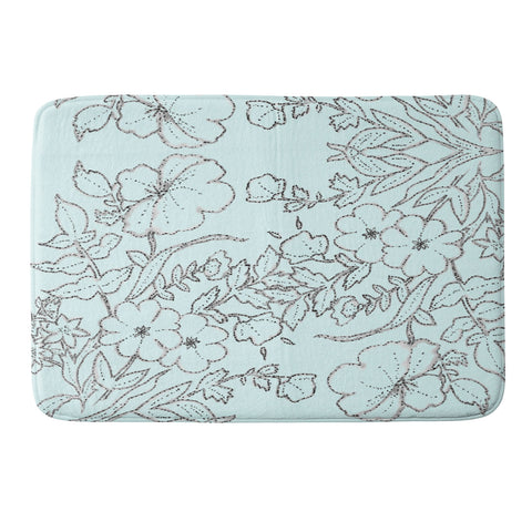 Jacqueline Maldonado Dotted Floral Scroll Mint Memory Foam Bath Mat