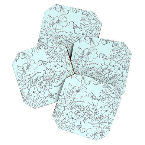 Jacqueline Maldonado Dotted Floral Scroll Mint Coaster Set