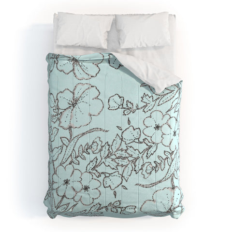 Jacqueline Maldonado Dotted Floral Scroll Mint Comforter
