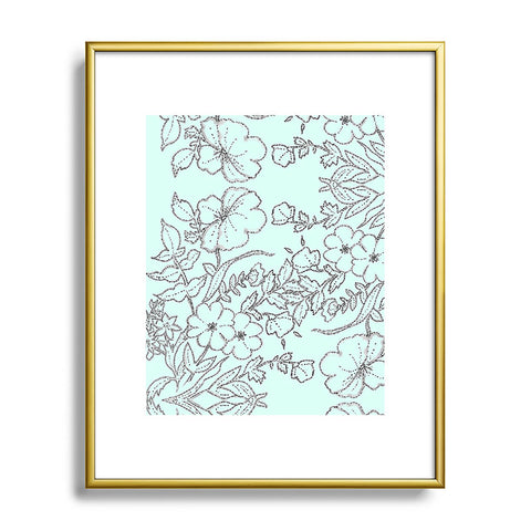 Jacqueline Maldonado Dotted Floral Scroll Mint Metal Framed Art Print