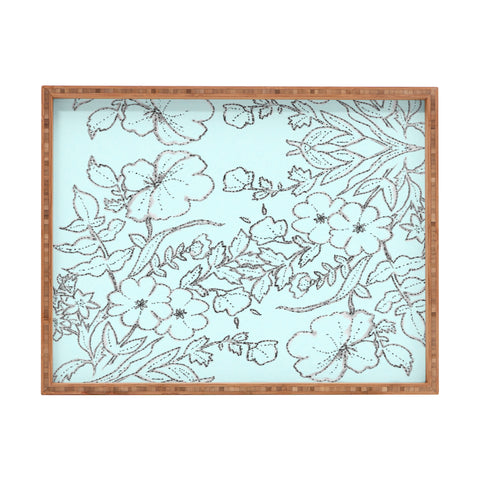 Jacqueline Maldonado Dotted Floral Scroll Mint Rectangular Tray